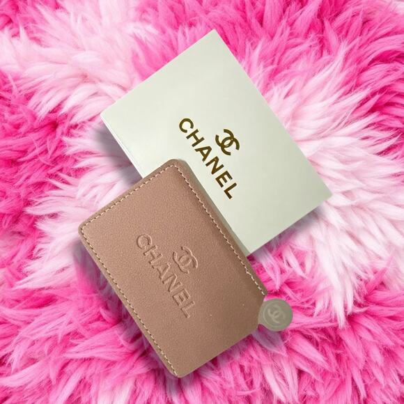 New W/ Box Chocolate Brown Elegant Embossed Chanel Card Holder/Mirror - Picture 1 of 3